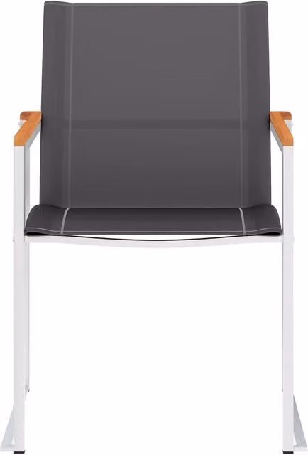 Berkfield Home Classic Garden Chairs, 4 Piece Set in Grey Textilene and Stainless Steel with Acacia Wood