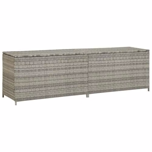 vidaXL Grey Poly Rattan Garden Storage Box W/D/H: 200 x 50 x 60 cm – 1