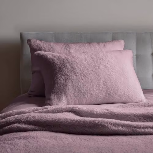 Snug City Pink Teddy Fleece Pillow Case Pair with Envelope Closure, W: 48 cm, H: 74 cm – 3