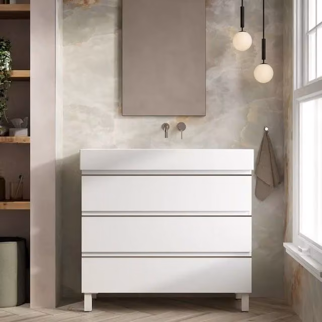 Banyetti Vatilla 1000mm Floorstanding Vanity with Veneto 0 TH Basin in Gloss White