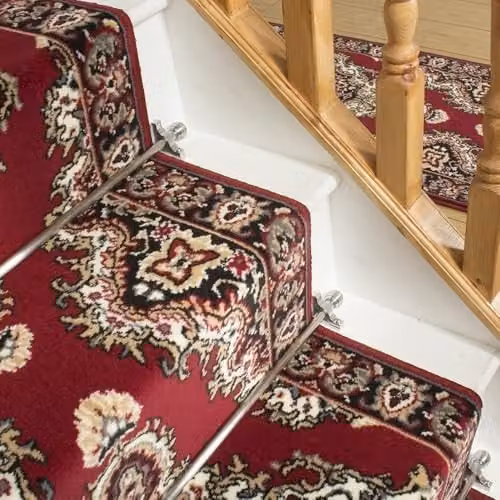 runrug Soft and Durable Oriental Stair Runner in Red, W: 70 cm, L: 510 cm – 4