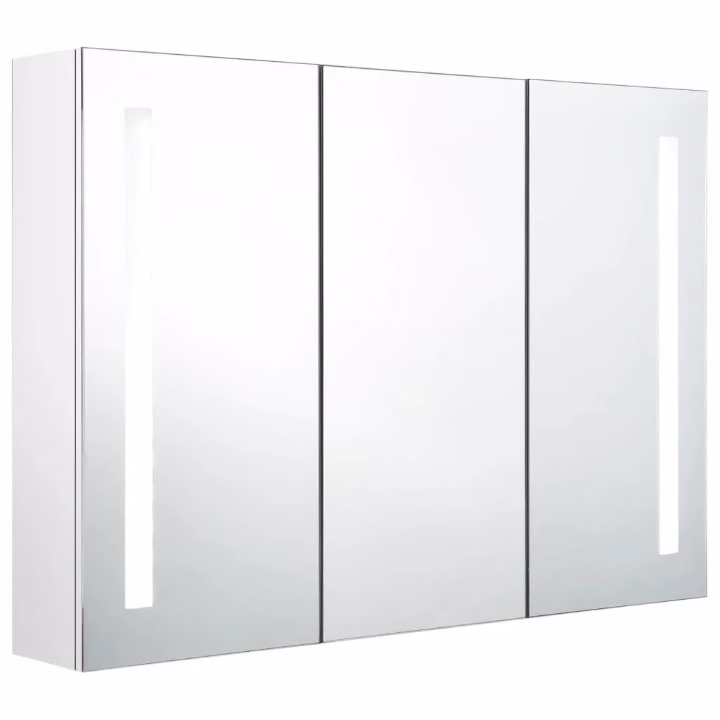 Berkfield Home LED Bathroom Mirror Cabinet in Shining White, W/D/H: 89 x 14 x 62 cm – 2