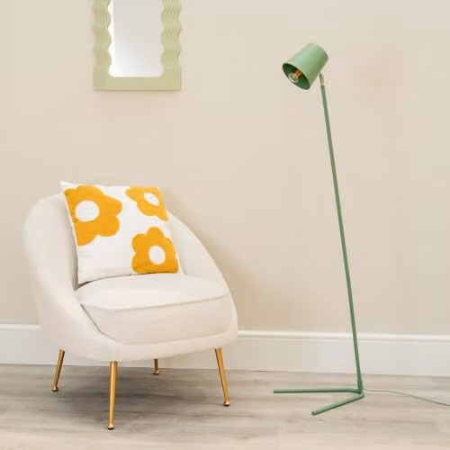 ValueLights Sage Green Metal Floor Lamp with Tapered Dome Shade and Included LED Bulb – 2