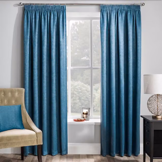Enhanced Living Matrix Teal Thermal Noise Reducing Dim Out Curtains, W: 168 cm, H: 229 cm