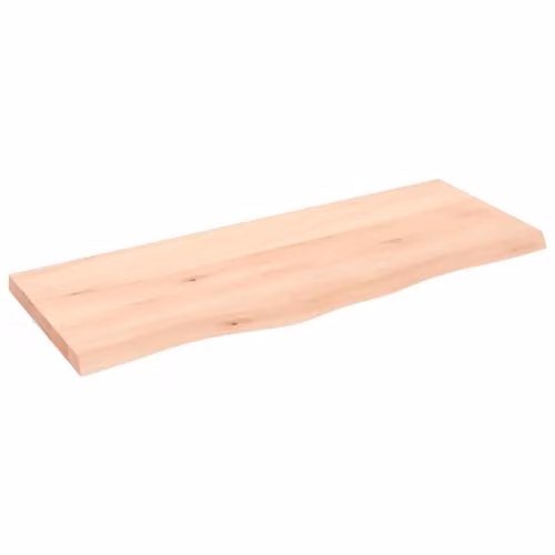 vidaXL Wall Shelf in Untreated Solid Oak Wood, Brown, W: 100 cm, D: 40 cm, H: 3-5 cm