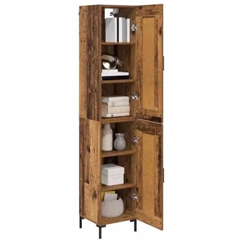 vidaXL Modern Highboard in Old Wood Brown, W/D/H: 34.5 x 34 x 180 cm – 1