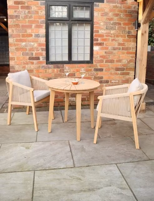 Royalcraft Roma 2 Seater Bistro Set with Round Acacia Wood Table and Chairs in Brown and Beige