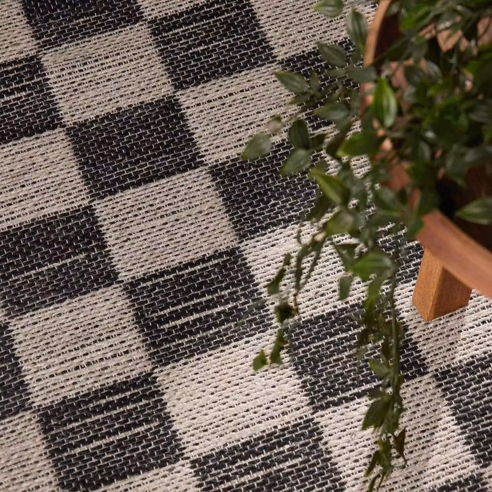THE RUGS Rex Reversible Handloom Jute Checkerboard Rug in White and Black, W: 80 cm, L: 300 cm – 9