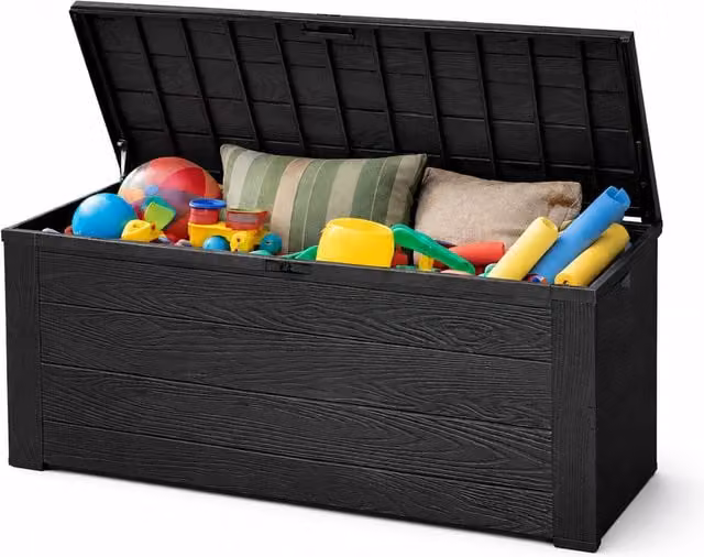 Jack Stonehouse 300L Outdoor Plastic Garden Storage Box, Black, W: 120 cm, D: 45 cm, H: 57 cm
