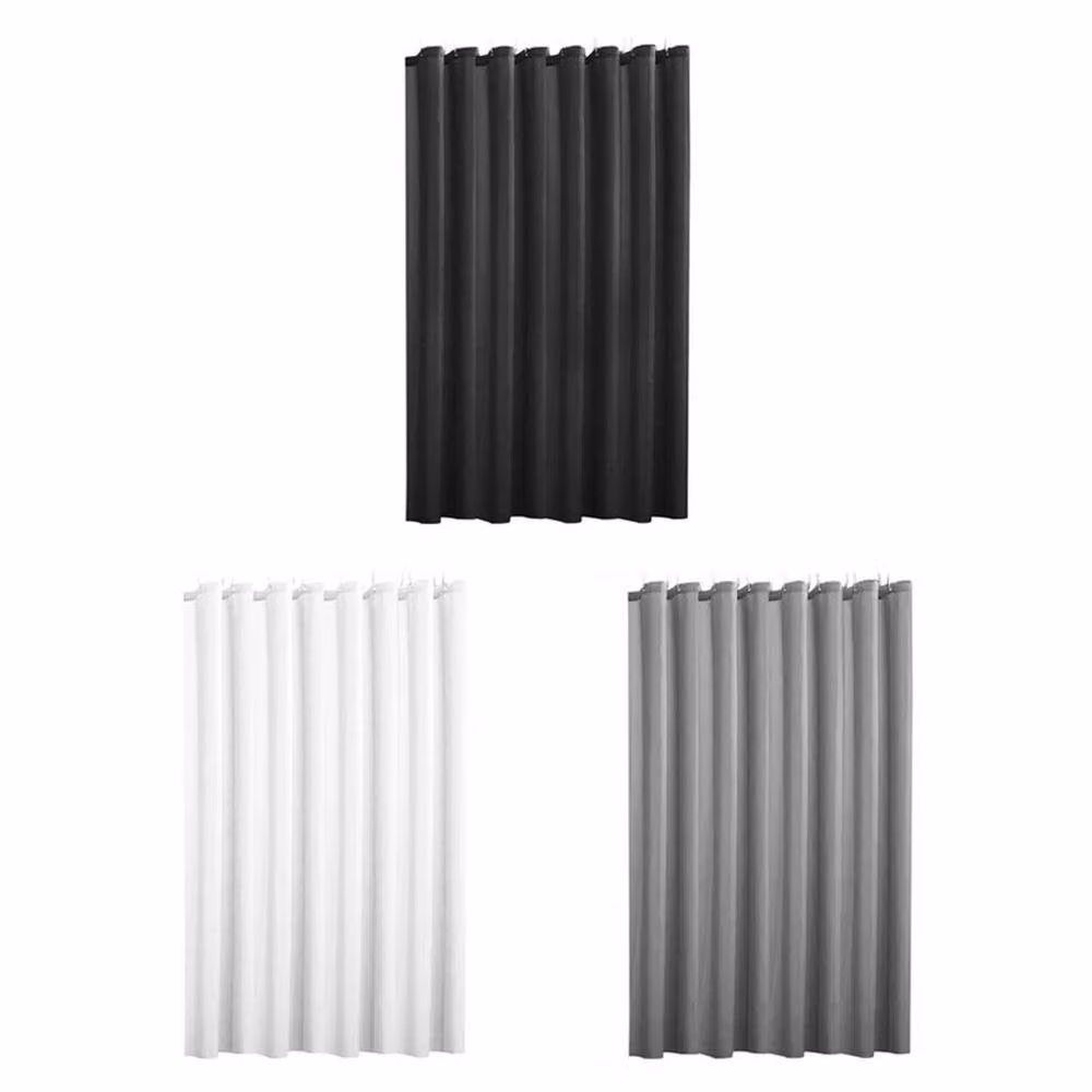 NESTLUNE Black Waterproof Fabric Shower Curtain with Hooks, W: 180 cm, H: 180 cm – 3