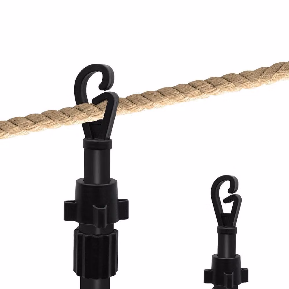 FLAVORA Black Galvanised Steel Extending Clothes Prop Pole with Rubber Detail, Height: 240 cm – 3