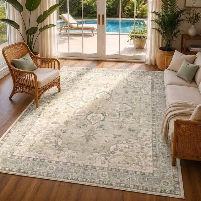 Livabliss Erin Blue Traditional Boho Living and Dining Rug, W: 160 cm, D: 230 cm – 1