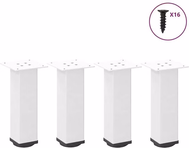 Berkfield Home Steel Coffee Table Legs, 4 Pieces, White, Height: 30 cm