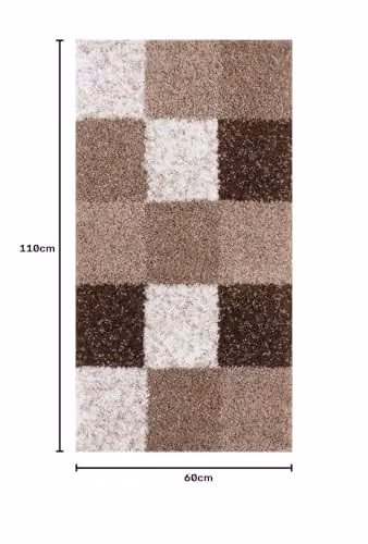 THE RUGS Modern Brown Checked High Pile Shaggy Area Rug, W: 60 cm, D: 110 cm – 2