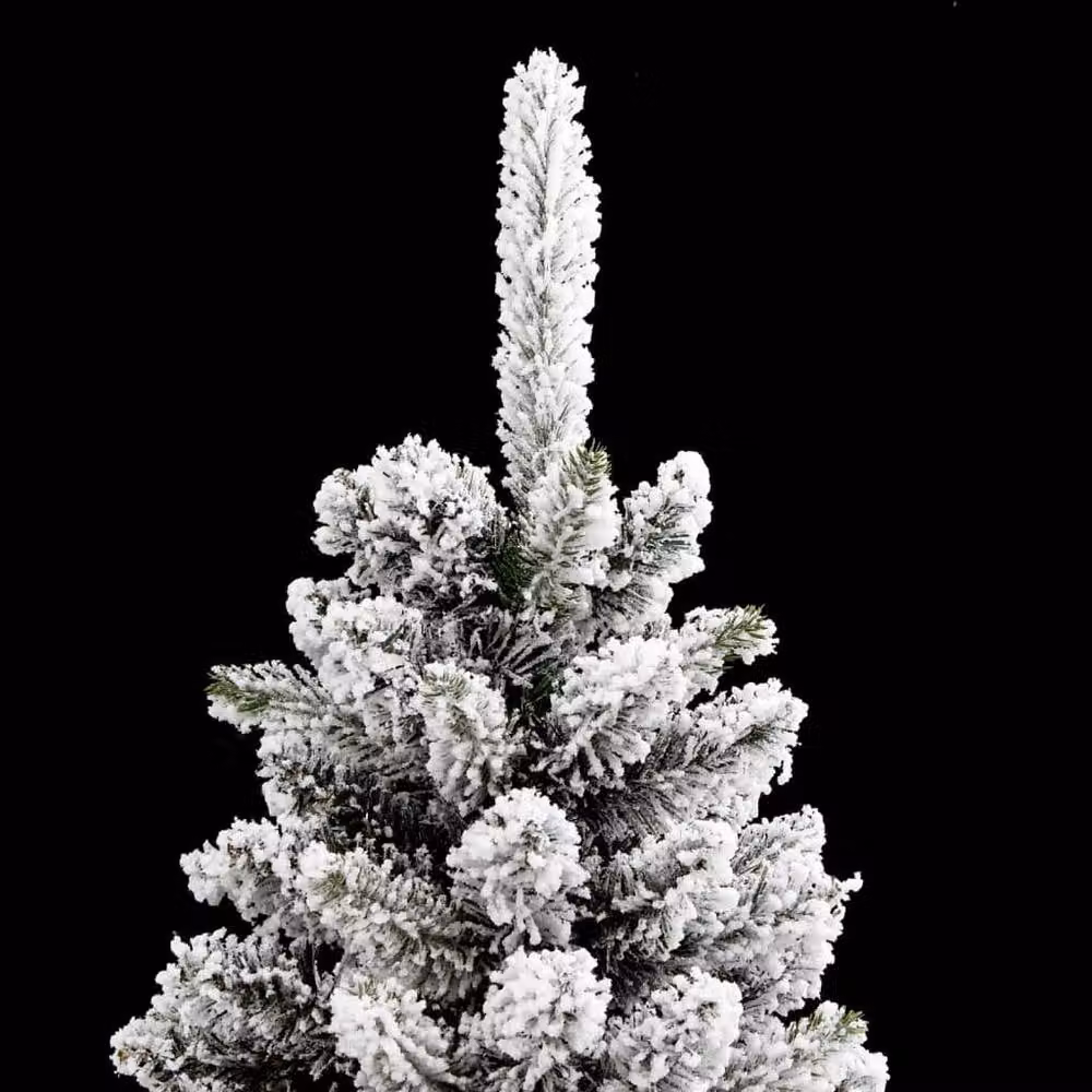 Berkfield Home Artificial Slim Flocked Snow Christmas Tree in White, Height: 210 cm – 7
