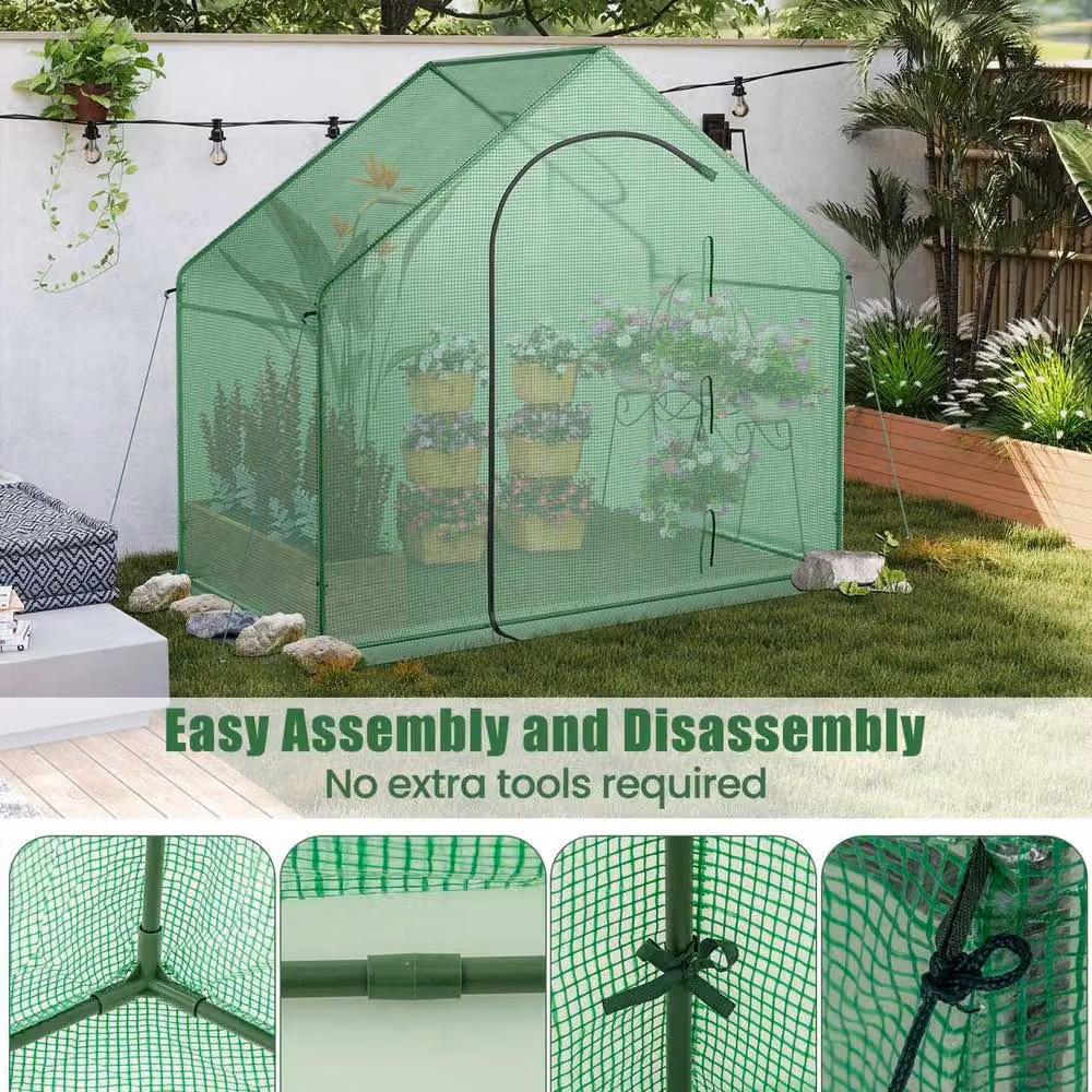 Kelvenix Portable Outdoor Warm House in Green with Roll-up Zippered Door and Window – 3