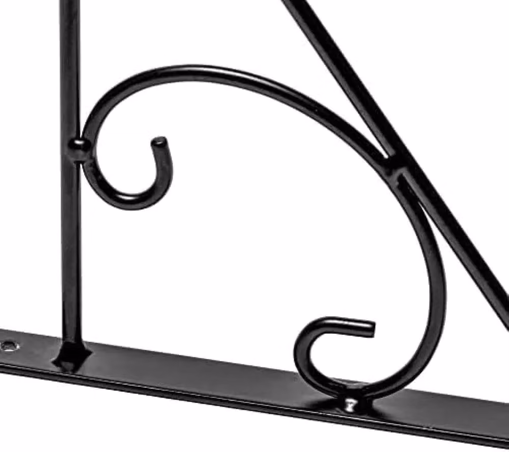 Primrose Black Curved Design Hanging Basket Planter Bracket Hook for Outdoor Walls, 25 cm – 6