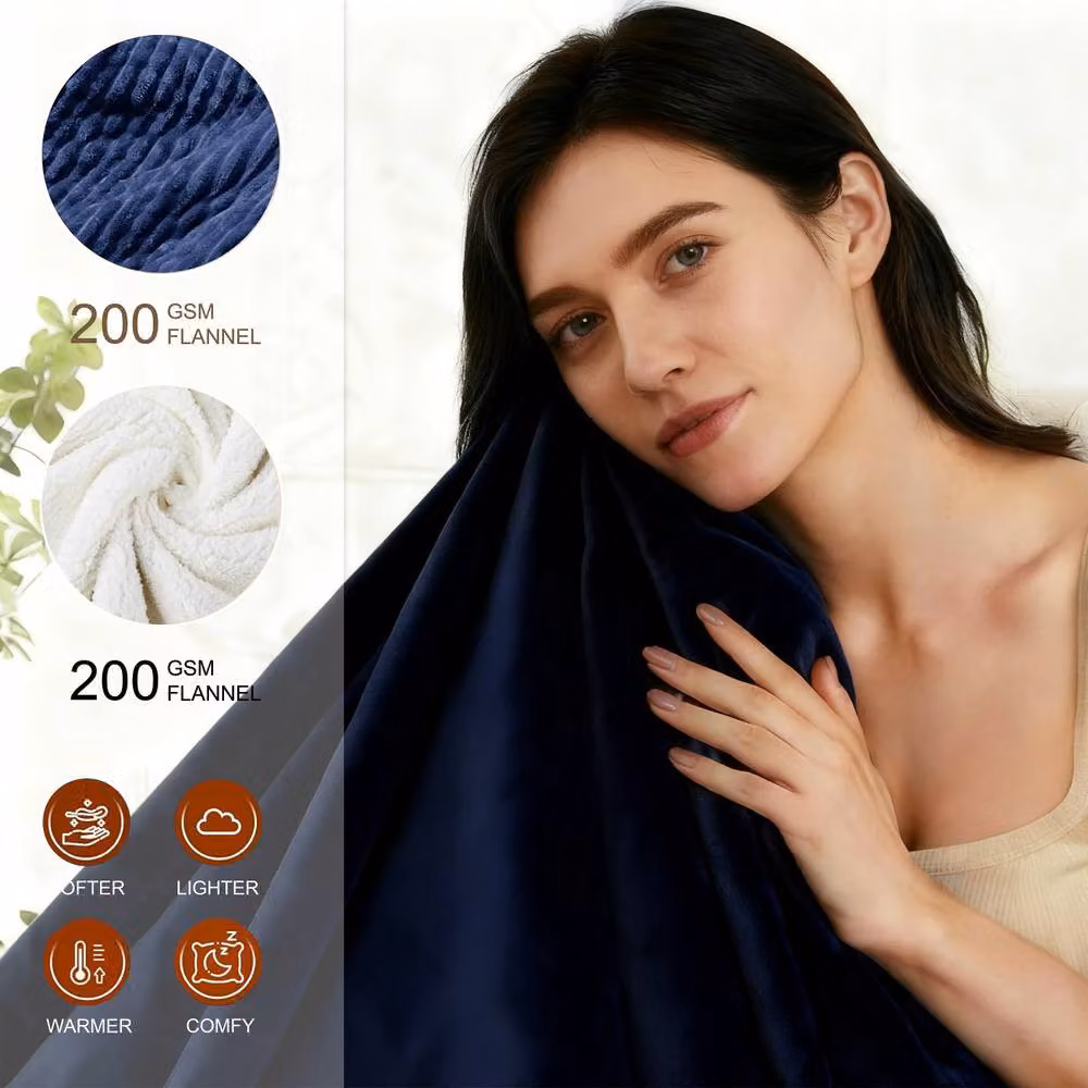 Alivio Premium Electric Heated Flannel Blanket in Blue, W/D/H: 130 x 160 cm – 2