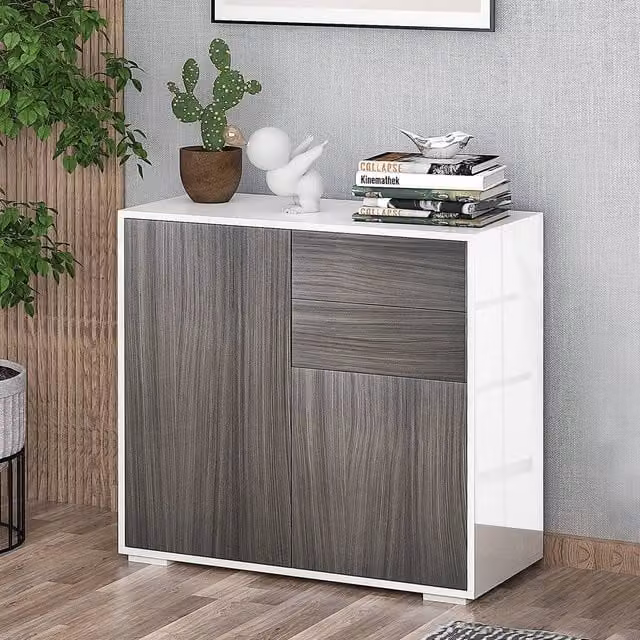 STILVORA Modern Wall Mounted Sideboard with Storage in Matt Grey