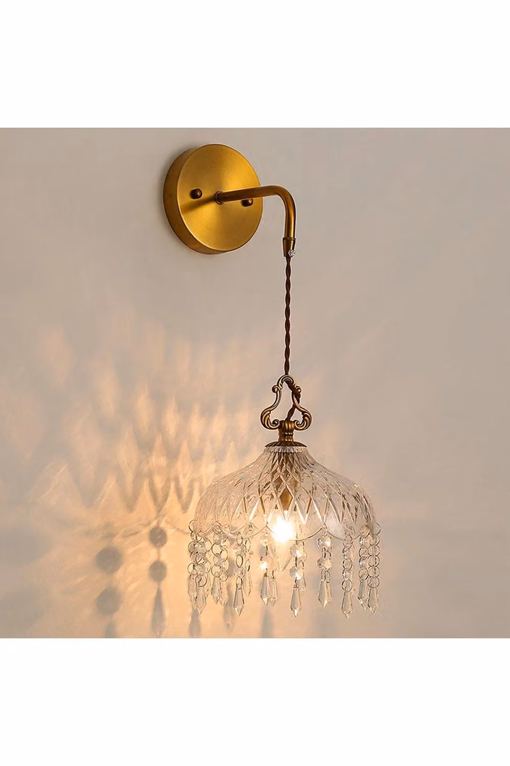 H&O Direct Single Light Glass Wall Sconce in Gold and Transparent – 3