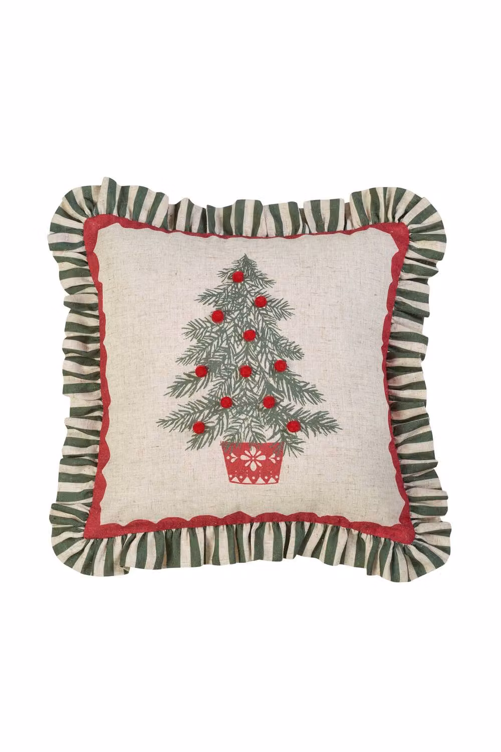 Catherine Lansfield Green Striped Christmas Tree Square Cushion, W/D/H: 45 x 45 x 45 cm – 3