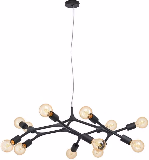 Loops Black Metal Pendant Ceiling Light with 12 E27 Bulb Holders – 1