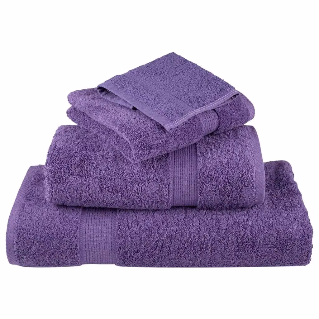 Berkfield Home SOLUND Premium Cotton Terry Guest Towels, Purple, 4 Pack, W: 30 cm, H: 50 cm, 600 gsm – 4