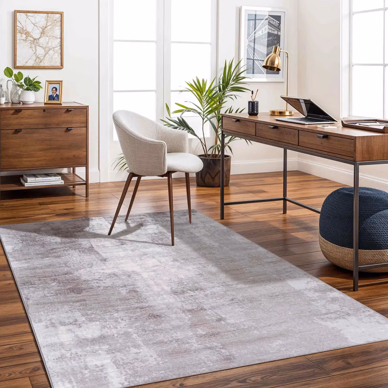 Livabliss Wanderlust Abstract Modern Marble Rug in Blue, Grey and Black, W: 160 cm, L: 220 cm – 3