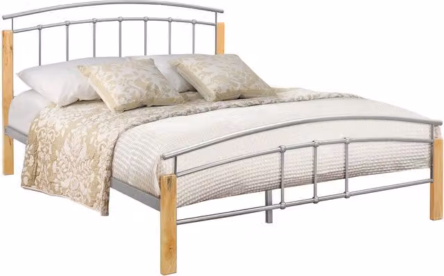 Birlea Tetras Modern Bed in Grey and Silver, W/D/H: 180 x 200 cm