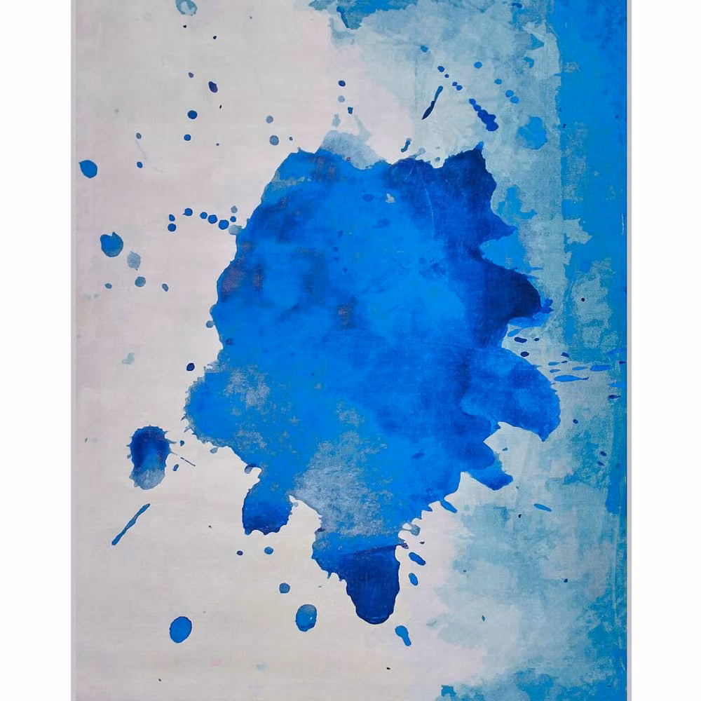 Wyld and Coco Blue and Multicolour Paint-Splatter Abstract Area Rug, W: 140 cm, D: 200 cm – 2