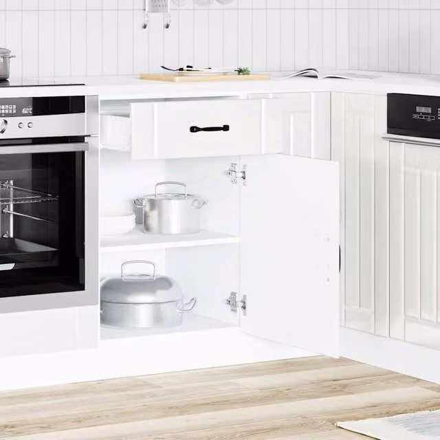 Berkfield Home Lucca Kitchen Base Cabinet in High Gloss White Engineered Wood, H 81.5 x W 50.0 x D 46.0 cm