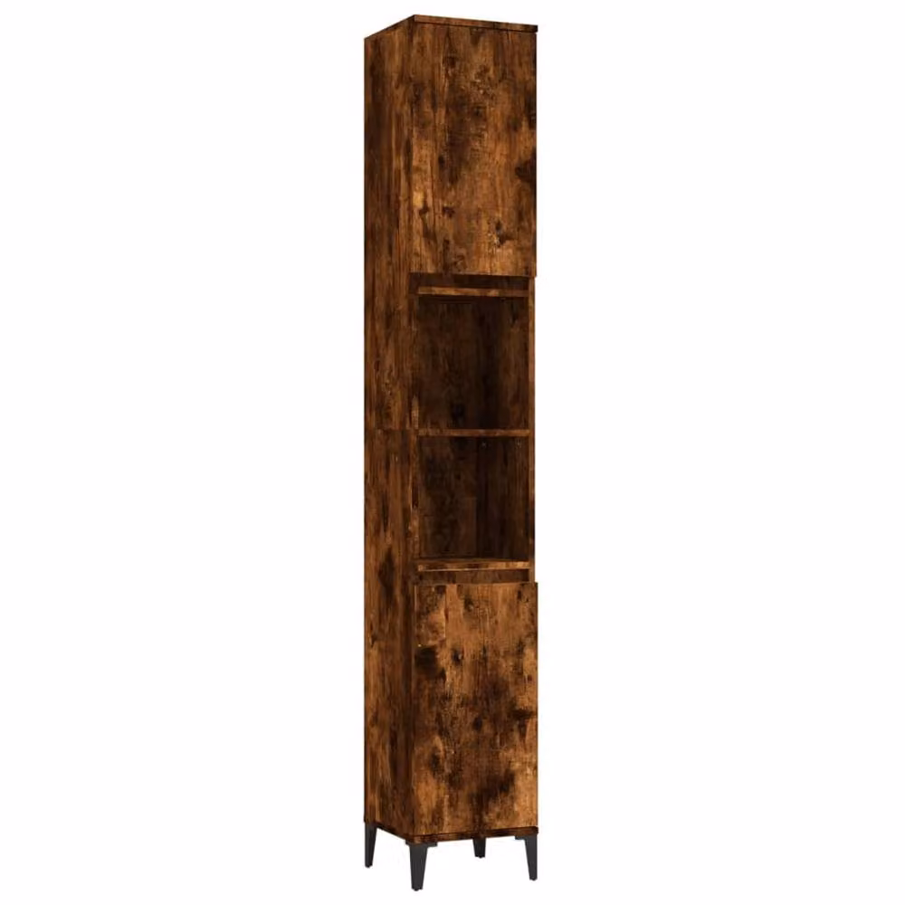 Berkfield Home Durable Smoked Oak Bathroom Cabinet in Brown, W/D/H: 30 x 30 x 190 cm – 3