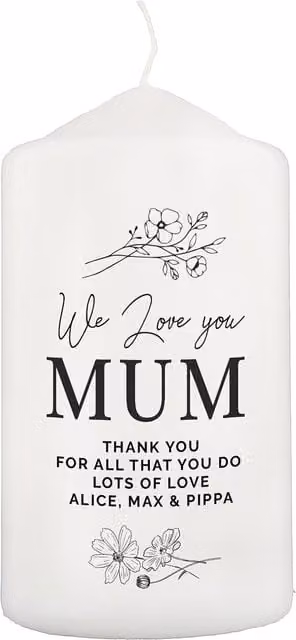 Personalised Memento Company Women's Personalised Floral Pillar Candle in White
