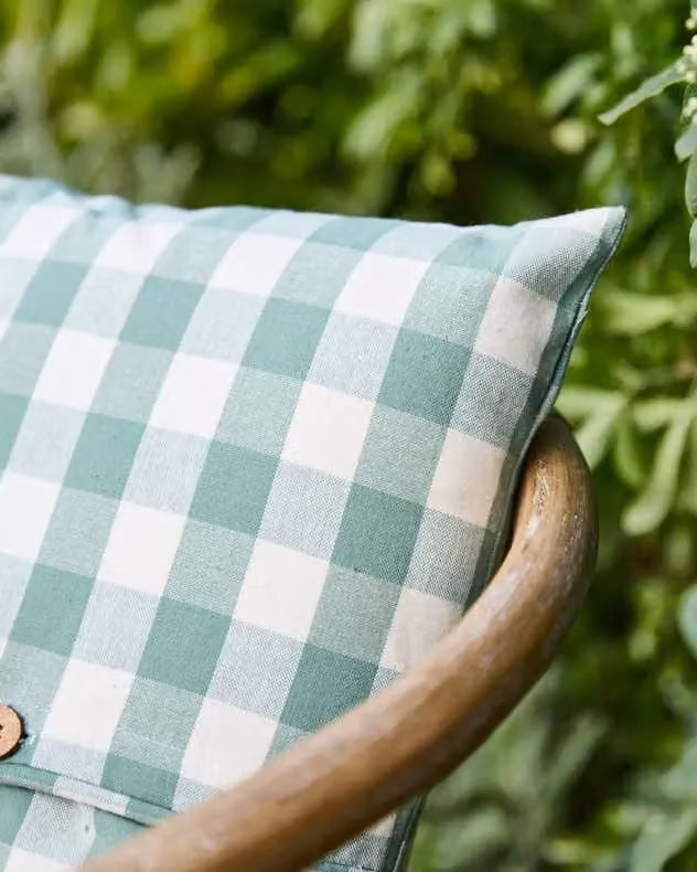 Dibor Green and White Gingham Checked Square Outdoor Garden Cushion, W/D/H: 50 x 50 x 50 cm – 3