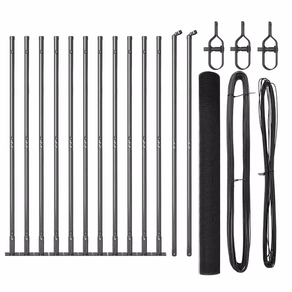 Berkfield Home Modern Welded Wire Fence with 13 Flanged Posts, Grey Steel – 3