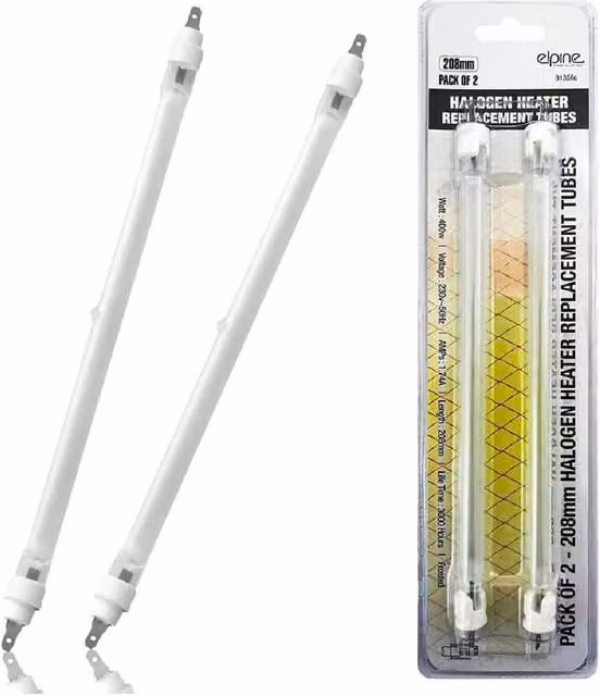 BARGAINS-GALORE Set of 2 Replacement Halogen Heater Element Bulbs, 400W, Natural White