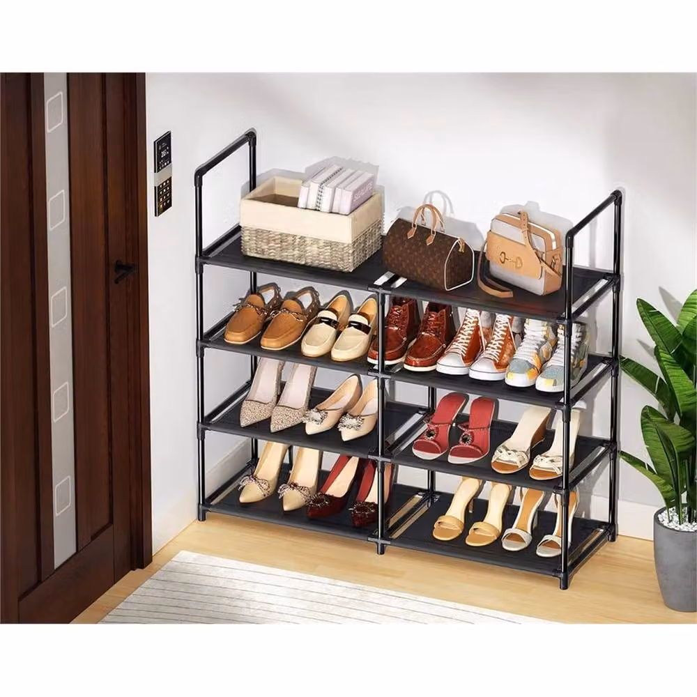 Nordara 4-Layer Metal Shoe Rack in Black, W: 88.5 cm, D: 30 cm, H: 73 cm – 4