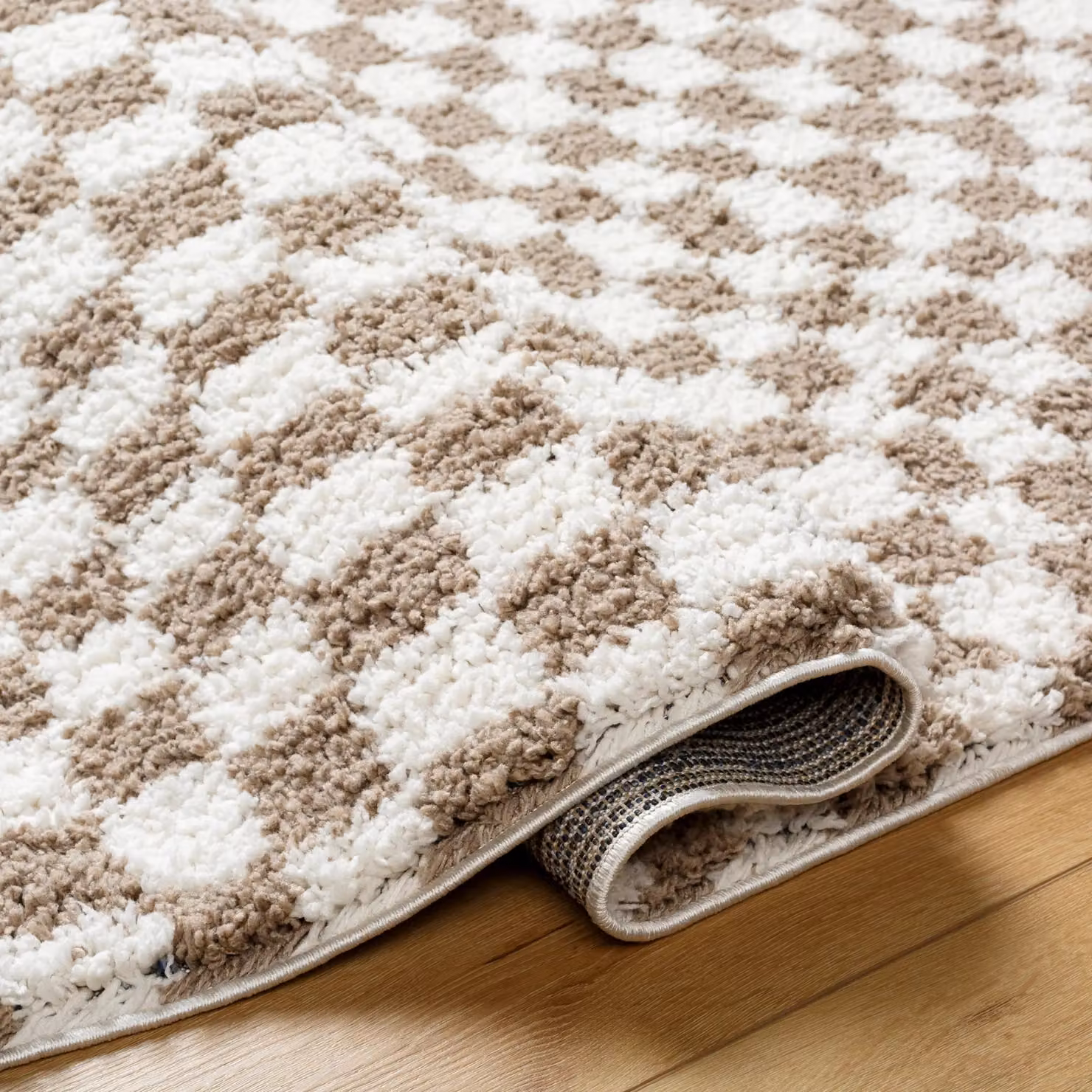 Livabliss Birmingham Checkerboard Soft Plush Pile Living Rug in Black, Grey, Brown and Beige, W: 200 cm, D: 275 cm – 2