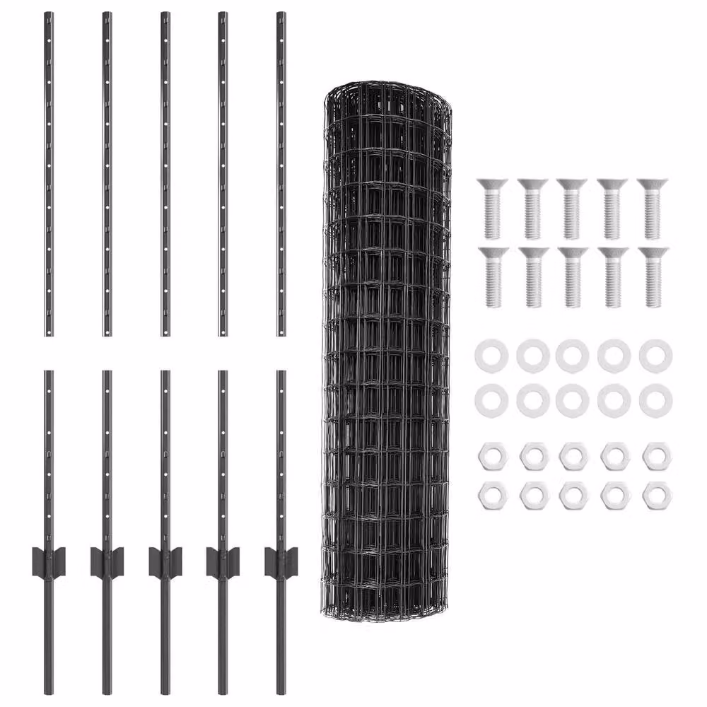 Berkfield Home Garden Fence Set of 2, Grey Powder-Coated Steel, W: 1 m, H: 1 m – 2