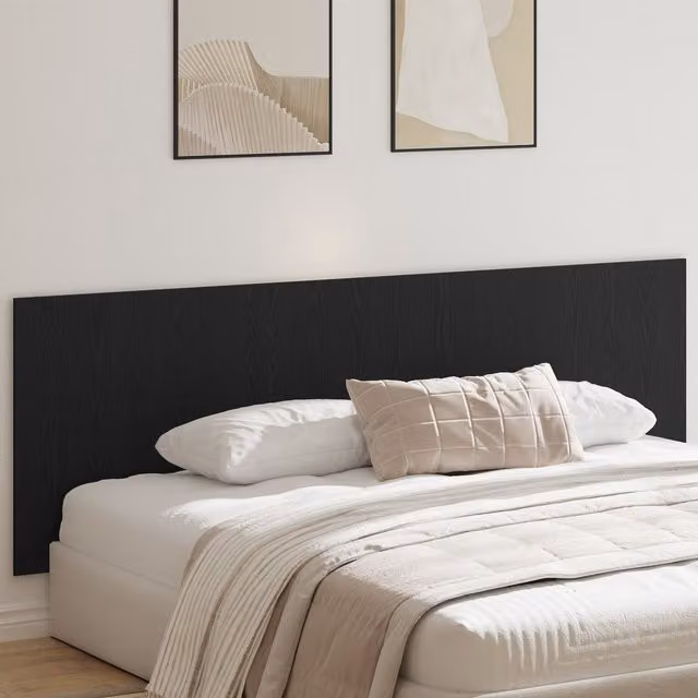 Berkfield Home Black Oak Wall Mounted Headboard in Engineered Wood, W: 240 cm, D: 1.5 cm, H: 80 cm – 1