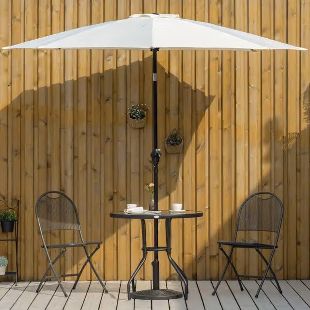 Outsunny Modern Round Outdoor Dining Table with Black Tempered Glass Top, Diameter: 80 cm
