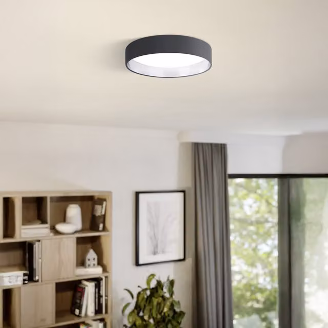 Eglo Palomaro Modern Round Fabric LED Ceiling Light, Grey and White, Diameter: 32 cm