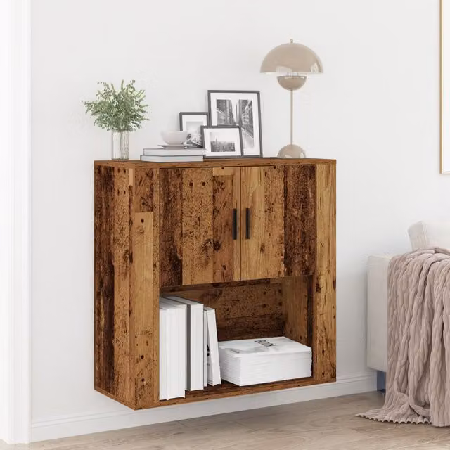 Berkfield Home Old Wood Wall Cabinet in Brown, W/D/H: 80 x 33 x 80 cm – 1