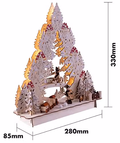 Netagon White Wooden Battery Powered Light Up Festive Tabletop Scene – 2