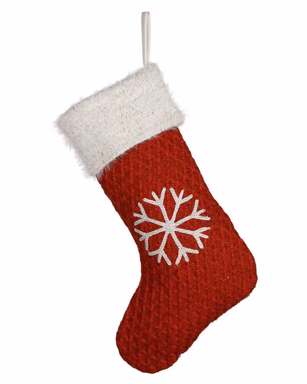 Dibor Set of 4 Red Snowflake Sweater Knit Christmas Stockings – 2