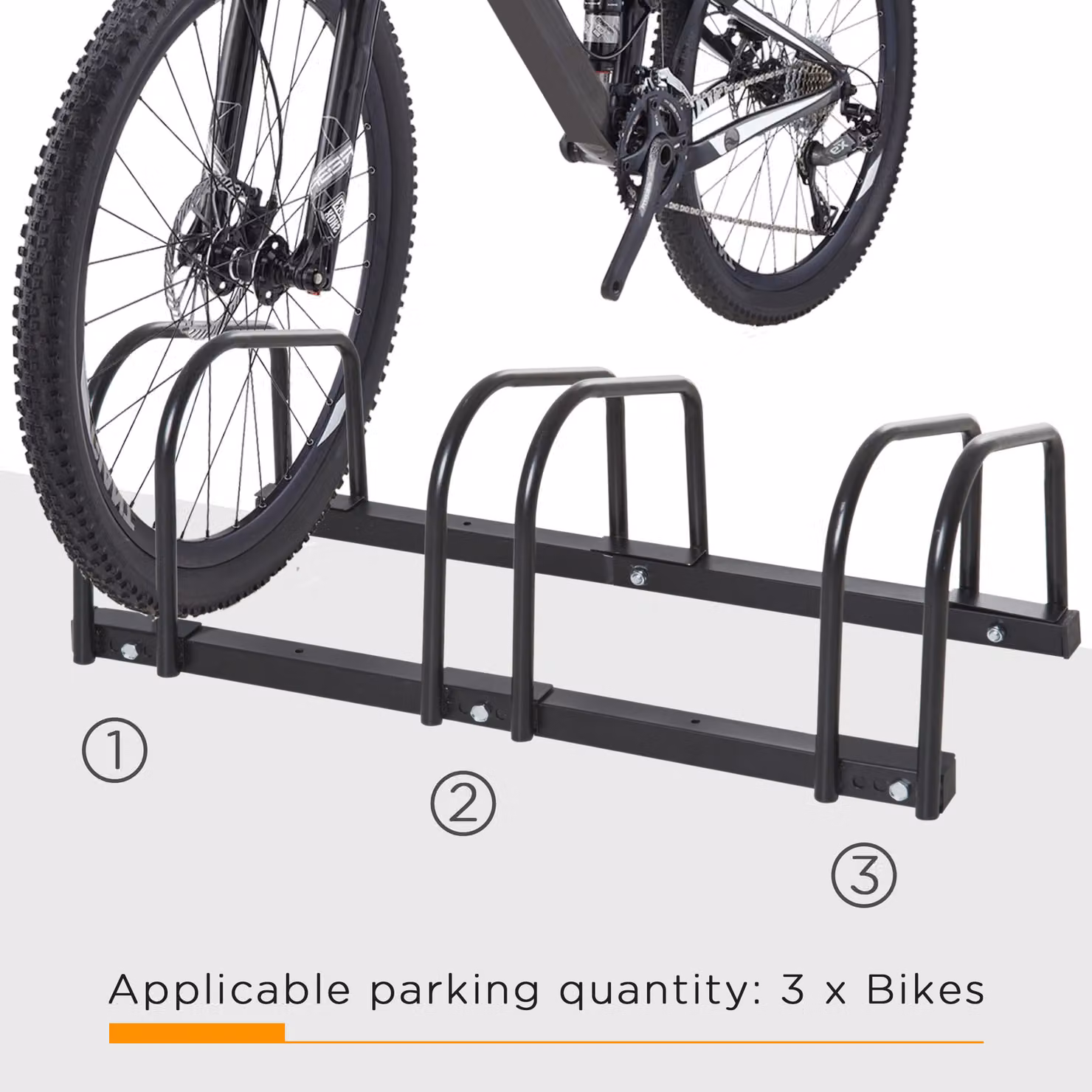 HOMCOM Black Bicycle Storage Stand for Floor or Wall Mounting, W: 33 cm, D: 76 cm, H: 27 cm – 4