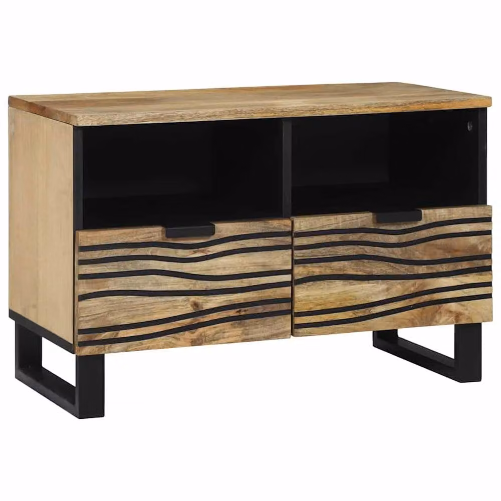 Berkfield Home TV Cabinet in Brown Solid Mango Wood, W/D/H: 70 x 33.5 x 46 cm – 2