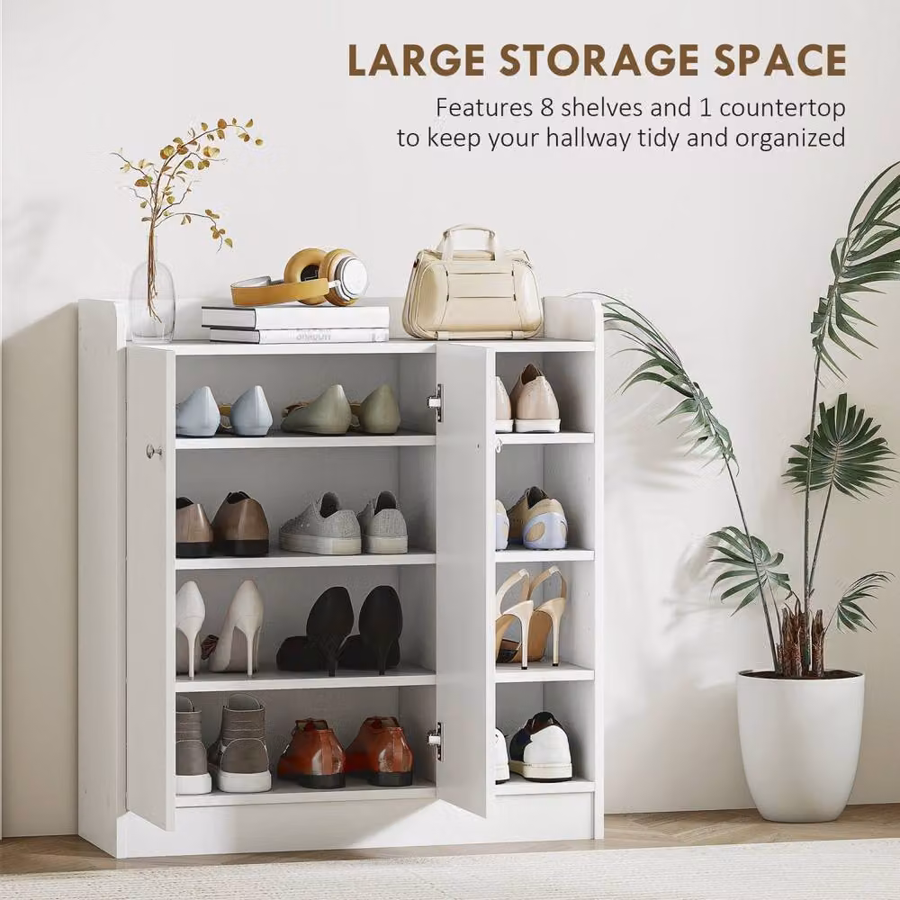 Wyld Haus Rala White Shoe Cupboard with 4 Doors and 9 Adjustable Shelves, W/D/H: 90 x 30 x 90 cm – 3
