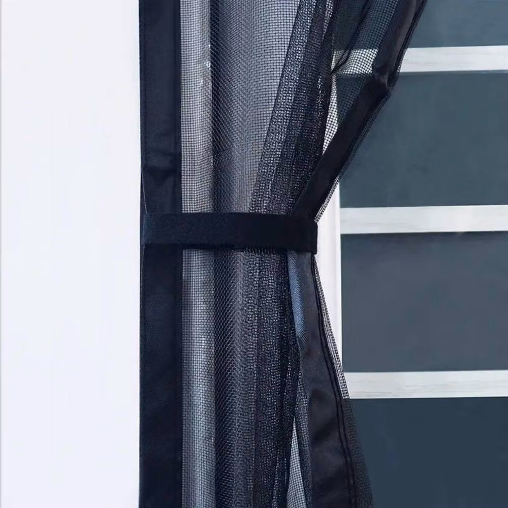 FLAVORA Magnetic Mesh Screen Door Net Curtain in Black, W: 100 cm, H: 130 cm – 4