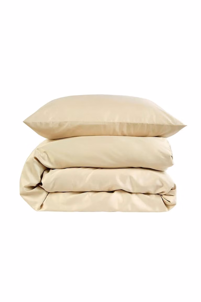 Christy 400TC Luxury Cotton Sateen Plain Dye Duvet Cover Set in Gold, W: 180 cm x L: 200 cm